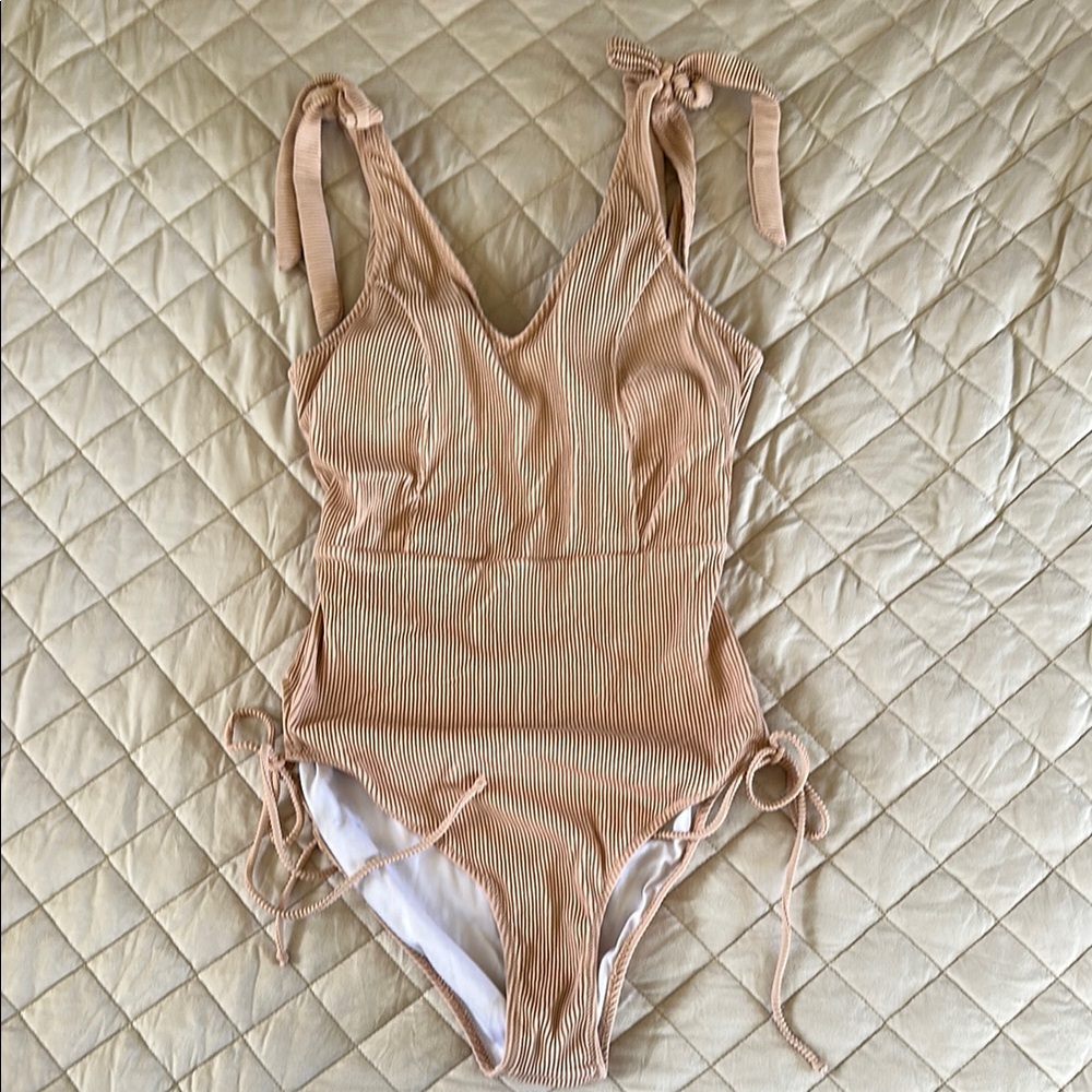 Cupshe nude color ribbed One-Piece Swimsuit